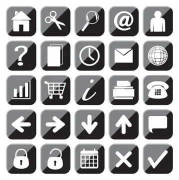 25 Black Web Button Icons Set Illustrazione stock
