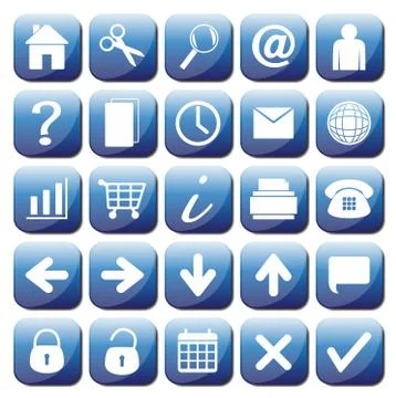 25 Blue Web Icons Set Illustrazione stock