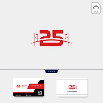 25 Bridge building logo template vector illustration, business card design Stock Illustration