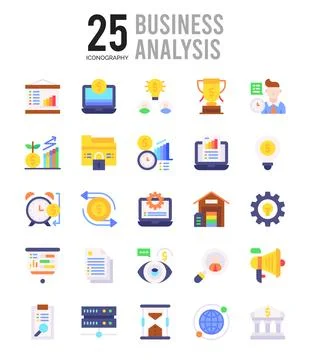25 Business Analysis Flat icon pack. vector illustration. 스톡 일러스트