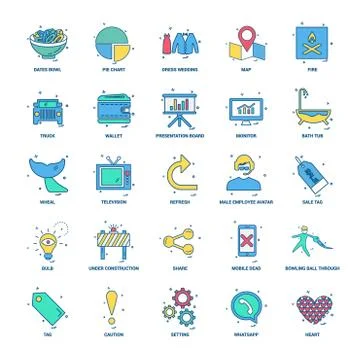 25 Business Concept Mix Flat Color Icon set Illustrazione stock
