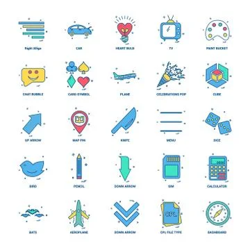 25 Business Concept Mix Flat Color Icon set Illustrazione stock