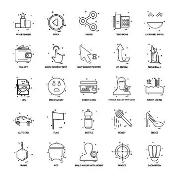 25 Business Concept Mix Line Icon set Illustrazione stock