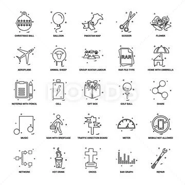 25 Business Concept Mix Line Icon set Stock Illustration