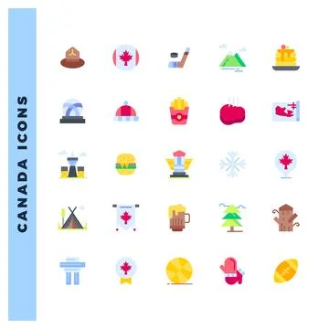 25 Canada Flat icon pack. vector illustration. Stock Illustration