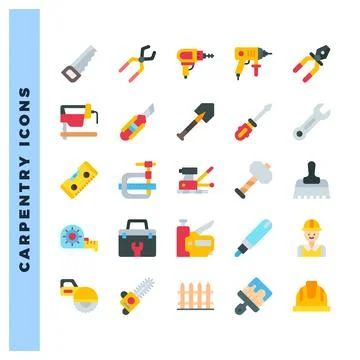 25 Carpentry Flat icon pack. vector illustration. Stock Illustration