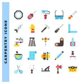 25 Carpentry Flat icon pack. vector illustration. Stock Illustration