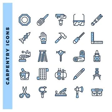 25 Carpentry Two Color icon pack. vector illustration. Stock Illustration