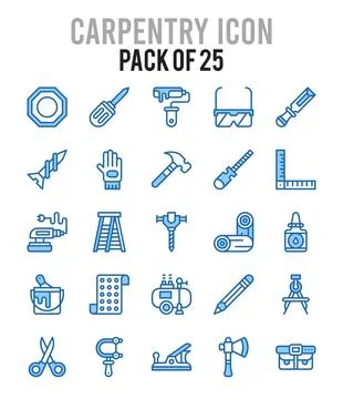 25 Carpentry. Two Color icons Pack. vector illustration. Stock Illustration