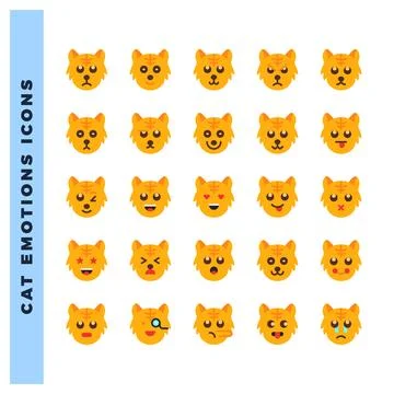 25 Cat Emotions Flat icon pack. vector illustration. Illustrazione stock