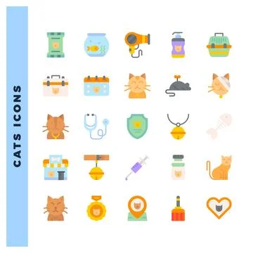 25 Cats Flat icon pack. vector illustration. Illustrazione stock