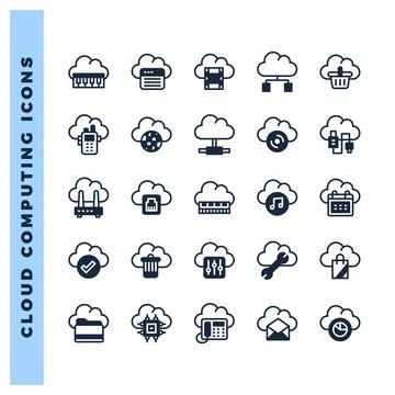 25 Cloud Computing Lineal Fill icon pack. vector illustration. Stock Illustration