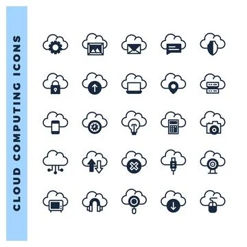 25 Cloud Computing Lineal Fill icon pack. vector illustration. 스톡 일러스트