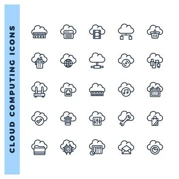 25 Cloud Computing Lineal icon pack. vector illustration. Stock Illustration