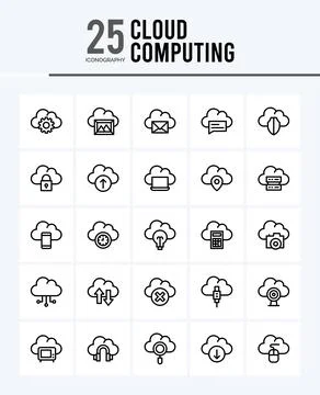 25 Cloud Computing Outline icons Pack vector illustration. イラスト素材