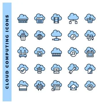 25 Cloud Computing Two Color icon pack. vector illustration. Stockillustratie
