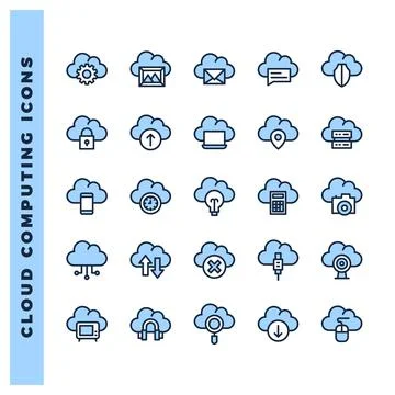 25 Cloud Computing Two Color icon pack. vector illustration. Illustrazione stock