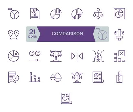 25 Comparison Detail Enhanced Vector Icons in High Resolution Regular Line .. Stock Illustration