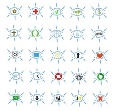 25 conceptual icons vector-set of and design-elements in the symbols. Copy... Stock Photos