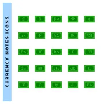 25 Currency Note Flat icon pack. vector illustration. Stockillustratie