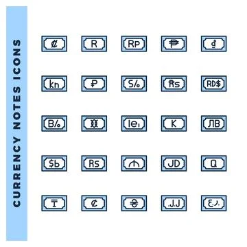 25 Currency Note Two Color icon pack. vector illustration. Stockillustratie
