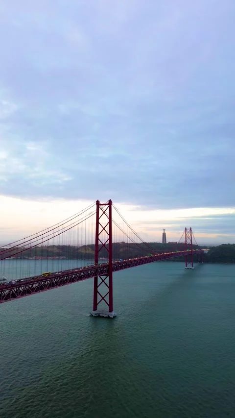The 25 de Abril Bridge in Lisbon Stock Footage 289664036