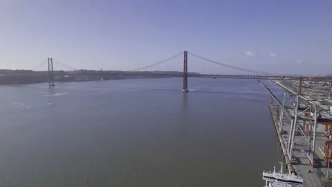 25 de Abril bridge in Tejo Stock Footage 168780974
