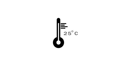 25 Degree C. Clear text with thermometer black icon animation. Stock Footage 286145173