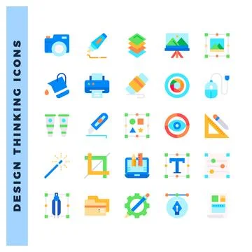 25 Design Thinking Flat icon pack. vector illustration. Stock Illustration