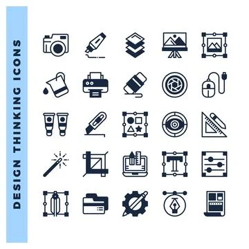 25 Design Thinking Lineal Fill icon pack. vector illustration. Illustrazione stock