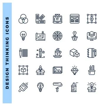 25 Design Thinking Lineal icon pack. vector illustration. Illustrazione stock