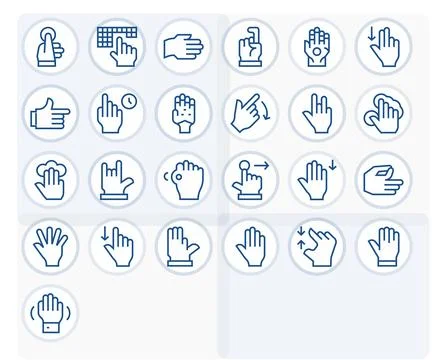 25 Detail Enhanced Vector Icons themed around Touch in 256x256 Regular Line.. Stock Illustration