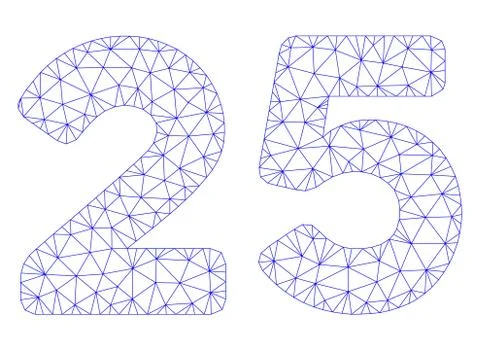 25 Digits Text Polygonal Frame Vector Mesh Illustration Stock Illustration