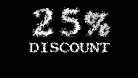25% discount cloud text effect black isolated background Stock Footage 139640019