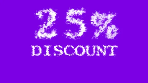 25% discount cloud text effect violet isolated background Stock Footage 139640063