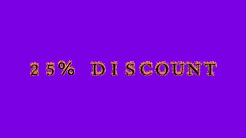 25% discount fire text effect violet background Stock Footage 136314489