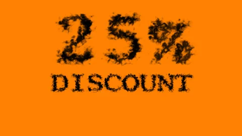 25% discount smoke text effect orange isolated background Stock Footage 139627905