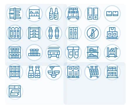 25 Display Perfect Regular Line Vector Icons designed for Containers Interfac Stock Illustration