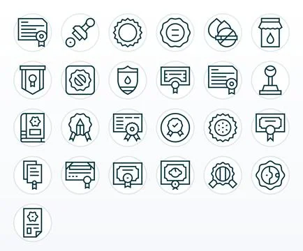 25 Display Perfect Vector Icons themed around Seal in Retina Ready Regular .. Stock Illustration