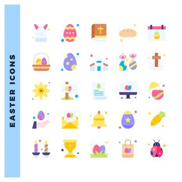 25 Easter Flat icon pack. vector illustration. Illustrazione stock