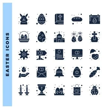 25 Easter Glyph icon pack. vector illustration. Illustrazione stock