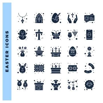 25 Easter Glyph icon pack. vector illustration. Illustrazione stock