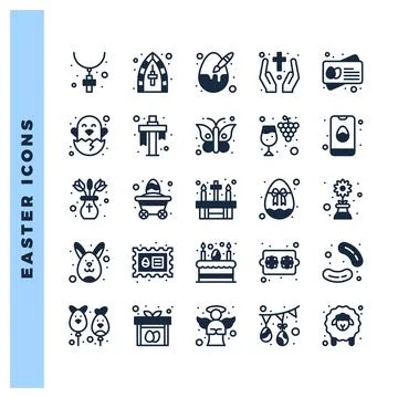 25 Easter Lineal Fill icon pack. vector illustration. Illustrazione stock