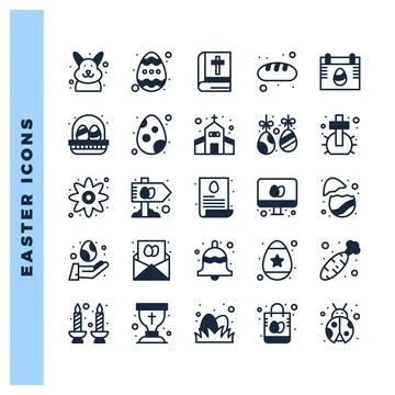 25 Easter Lineal Fill icon pack. vector illustration. Illustrazione stock