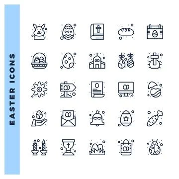 25 Easter Lineal icon pack. vector illustration. Illustrazione stock