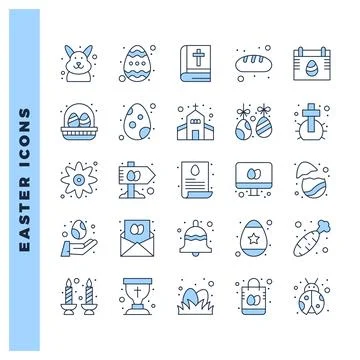 25 Easter Two Color icon pack. vector illustration. Illustrazione stock