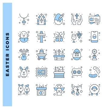 25 Easter Two Color icon pack. vector illustration. Illustrazione stock