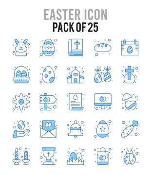 25 Easter. Two Color icons Pack. vector illustration. Stock Illustration