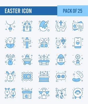 25 Easter. Two Color icons Pack. vector illustration. Stock Illustration