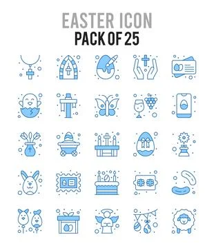 25 Easter. Two Color icons Pack. vector illustration. Illustrazione stock